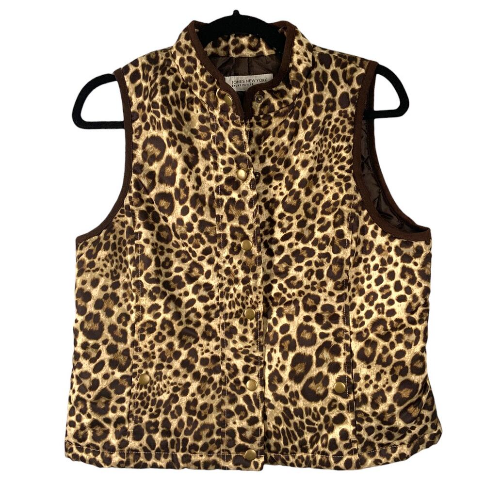 Jones New York Cheeta Vest Sport Petite - Size PM